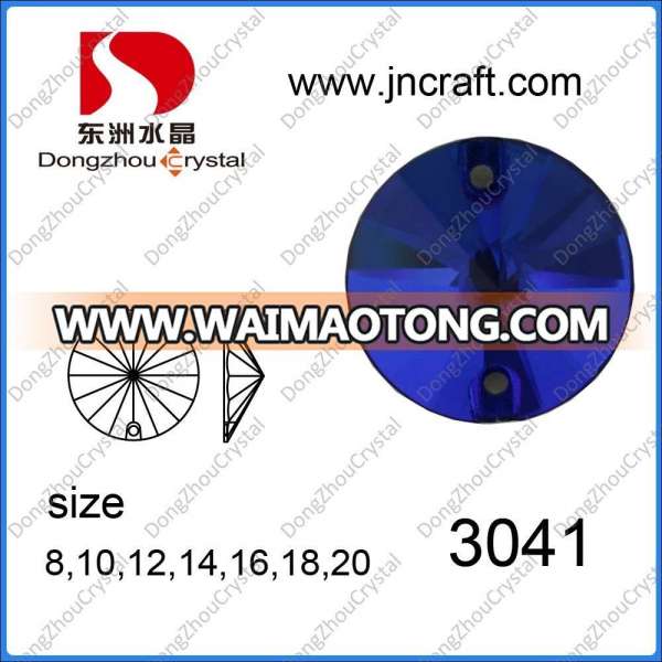 Round Sewing Crystal Beads in Blue Color (DZ-3041)