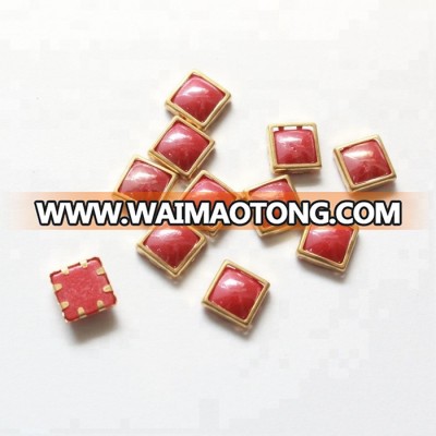 G0814 transfer strass    Red color beads Hot Fix Ceramic Pearl 4*4/6*6/8*8/10*10mm Square Shaped rimmed crystals for shoes