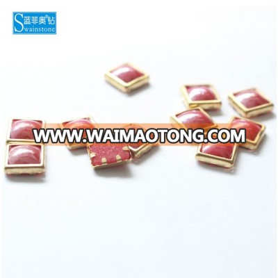 S0801  A round square shape iron on rimmed pearls nail pearls